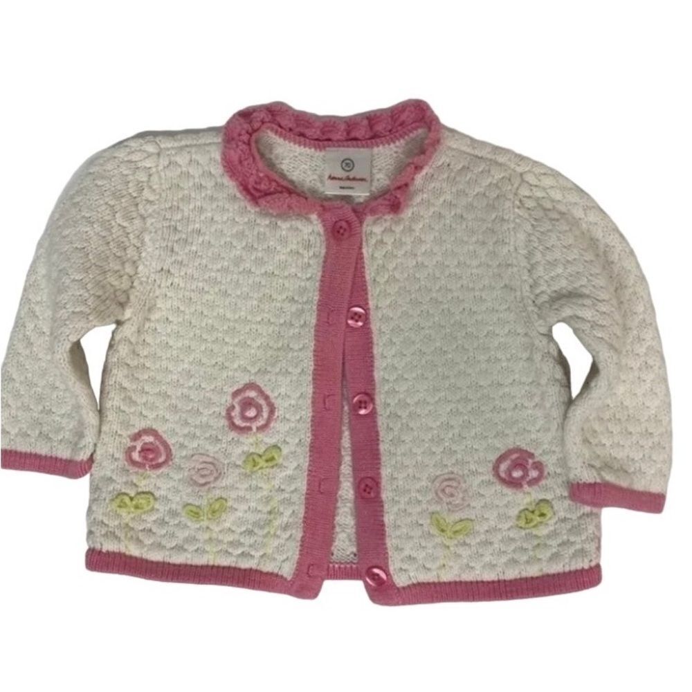 Hanna Andersson baby girl Floral button up cardigan sweater 3/6 months